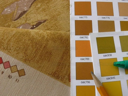 By Yard Scalamandre Dunraven Bird Of Paradise Hand Print Union Cloth Gold Mustard Pink Red Green MSRP USD 442/Y