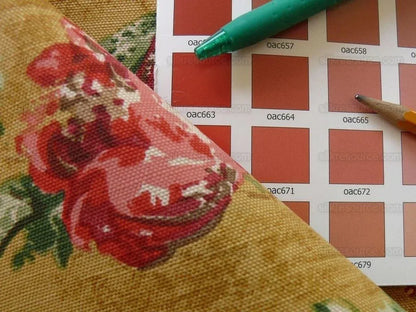 By Yard Scalamandre Dunraven Bird Of Paradise Hand Print Union Cloth Gold Mustard Pink Red Green MSRP USD 442/Y