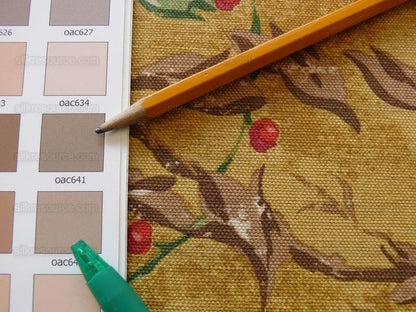 By Yard Scalamandre Dunraven Bird Of Paradise Hand Print Union Cloth Gold Mustard Pink Red Green MSRP USD 442/Y