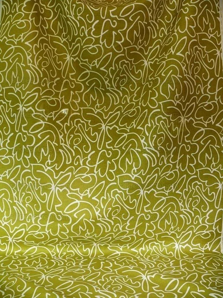 Scalamandre Yang Linen Print Green White Beige Matisse Style Drawing MSRP USD 225/y