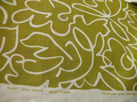 Scalamandre Yang Linen Print Green White Beige Matisse Style Drawing MSRP USD 225/y