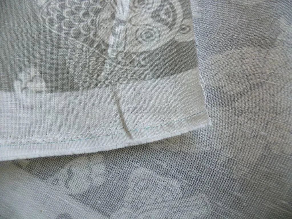 Clarence House Bali Mythical Animals  Linen Print Asian Tiger Peacock Fish Grey White