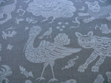 CLARENCE HOUSE BALI MYTHICAL ANIMAL TIGER PEACOCK LINEN GREY