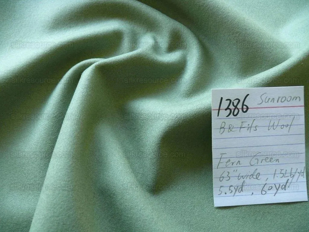 Brunschwig &amp; Fils Constable Flannel Wool Satin Fern Green Heavy MSRP USD 200+