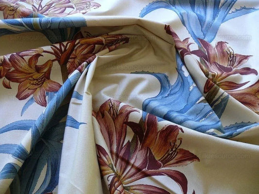 Brunschwig &amp; Fils Motril Tropical Floral Succulent Cotton Print Red Blue Fr Spain Gaston Y. Daniela