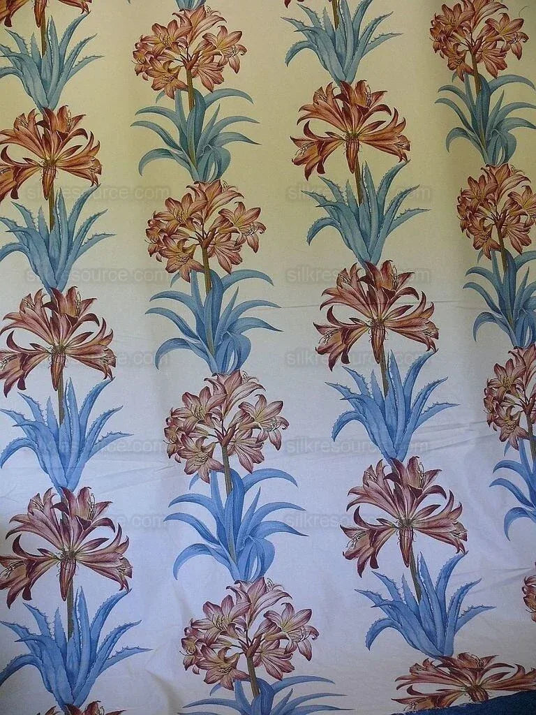 Brunschwig &amp; Fils Motril Tropical Floral Succulent Cotton Print Red Blue Fr Spain Gaston Y. Daniela