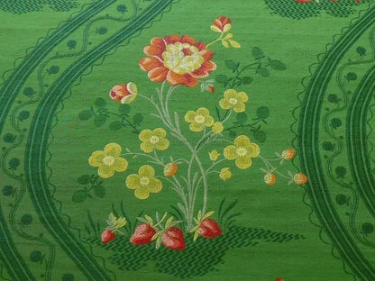 Bty Scalamandre Fraise Du Printemps Strawberry Classic Lampas Rich Green Rp$399/y