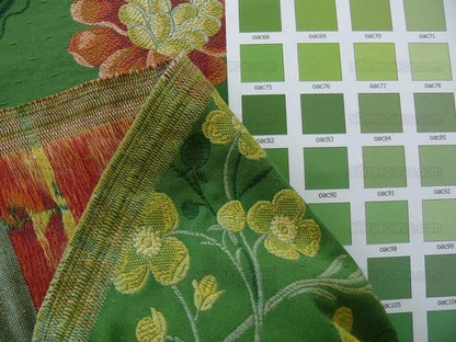 Bty Scalamandre Fraise Du Printemps Strawberry Classic Lampas Rich Green Rp$399/y