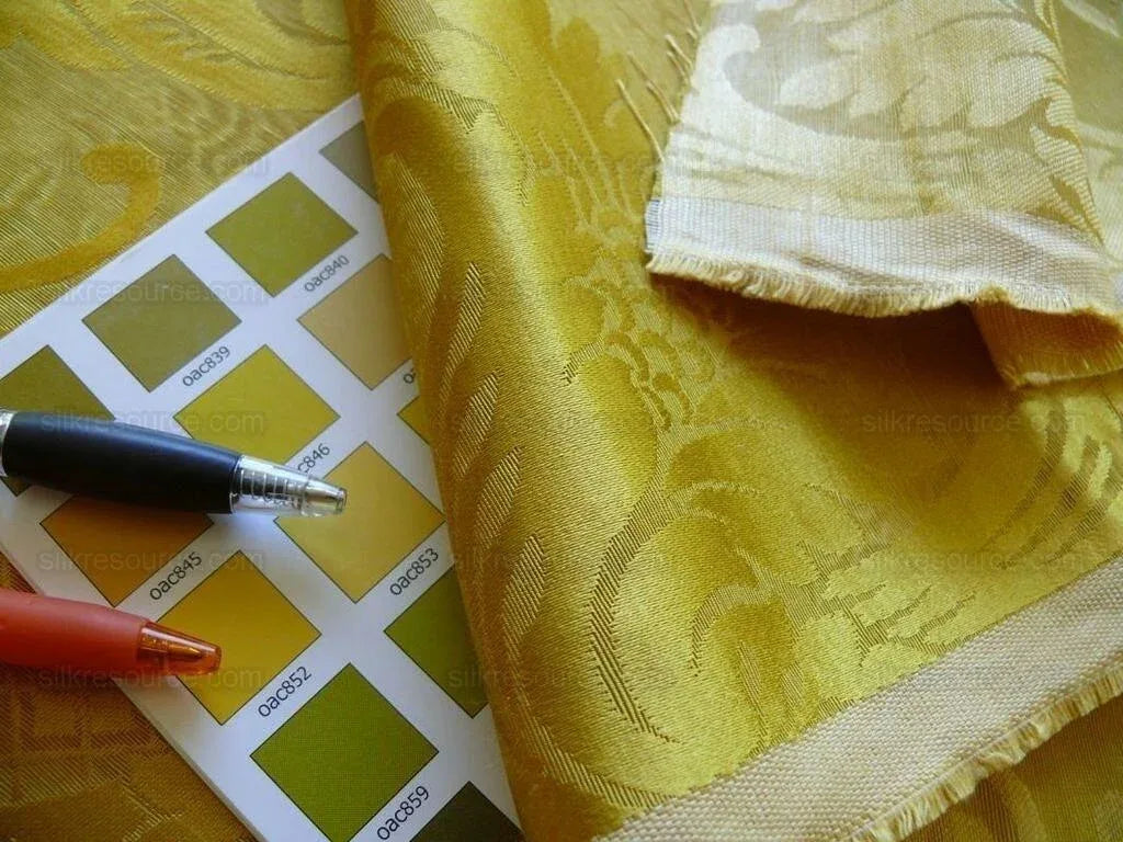 1.2Y Scalamandre Silk &amp; Linen Renaissance Damask Lotus Rose Gilded Gold Glamour! Minor Defect