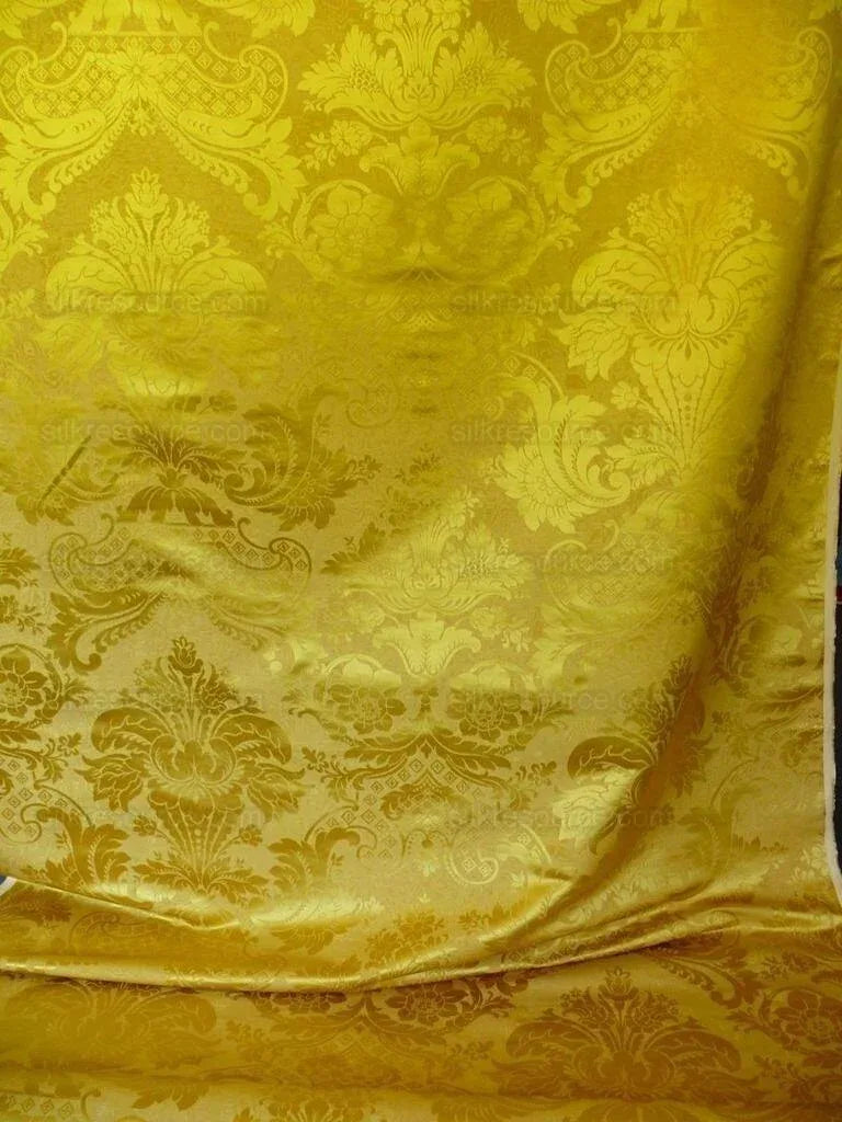 1.2Y Scalamandre Silk &amp; Linen Renaissance Damask Lotus Rose Gilded Gold Glamour! Minor Defect