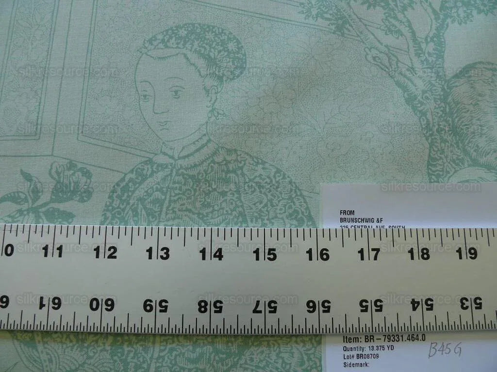 Brunschwig &amp; Fils Cathay Toile Cotton Chinoiserie Jade Flower Light Green