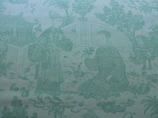 BRUNSCHWGI & FILS CATHAY TOILE COTTON CHINOISERIE JADE FLOWER LI