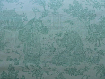 Brunschwig &amp; Fils Cathay Toile Cotton Chinoiserie Jade Flower Light Green