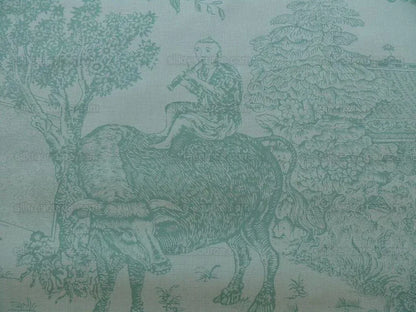 Brunschwig &amp; Fils Cathay Toile Cotton Chinoiserie Jade Flower Light Green