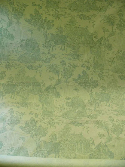 Brunschwig &amp; Fils Cathay Toile Cotton Chinoiserie Jade Flower Light Green
