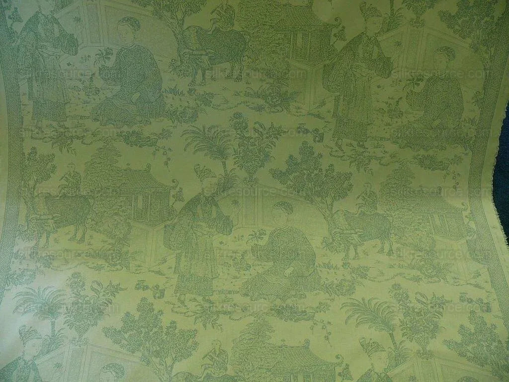 Brunschwig &amp; Fils Cathay Toile Cotton Chinoiserie Jade Flower Light Green