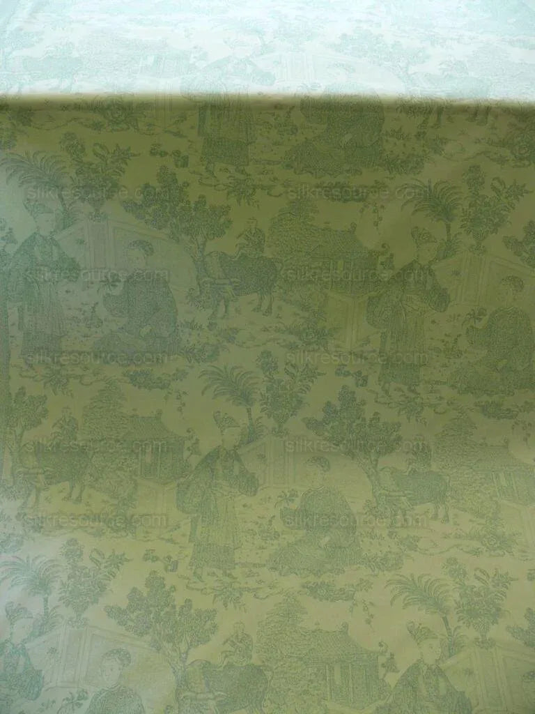 Brunschwig &amp; Fils Cathay Toile Cotton Chinoiserie Jade Flower Light Green