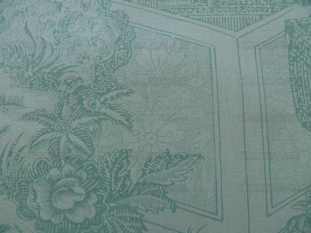 Brunschwig &amp; Fils Cathay Toile Cotton Chinoiserie Jade Flower Light Green