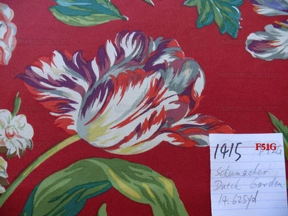 Bty Schumacher Print Cotton Dutch Garden Tulip Rose Poppy Lilac