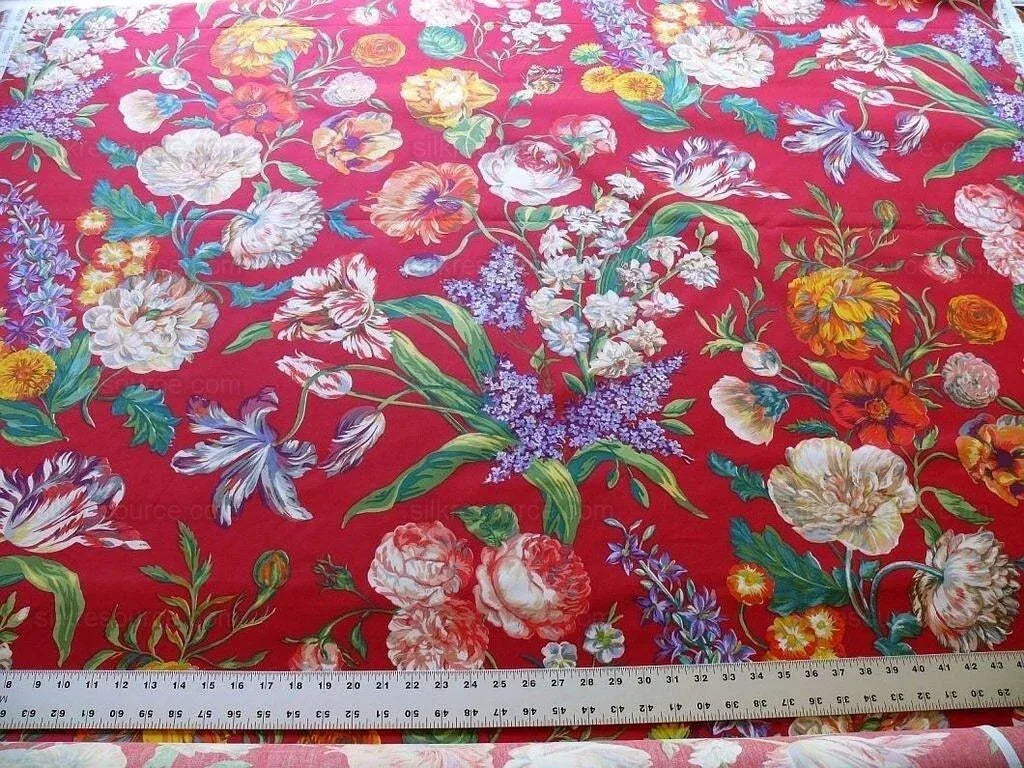 Bty Schumacher Print Cotton Dutch Garden Tulip Rose Poppy Lilac