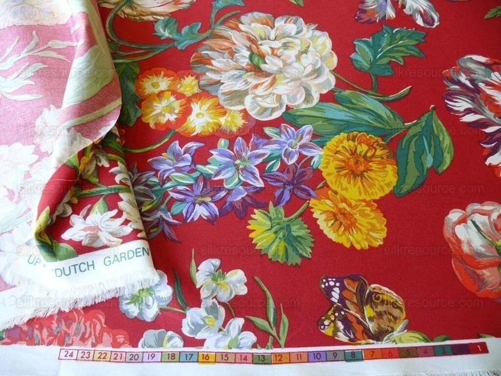 Bty Schumacher Print Cotton Dutch Garden Tulip Rose Poppy Lilac