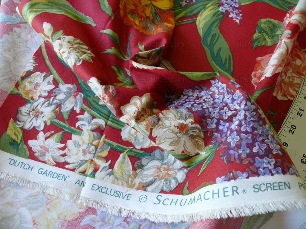 Bty Schumacher Print Cotton Dutch Garden Tulip Rose Poppy Lilac