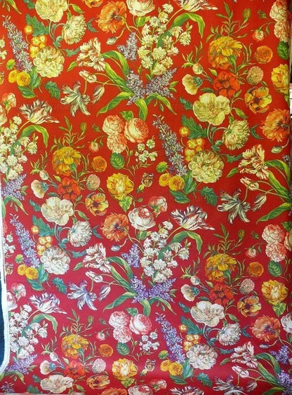 Bty Schumacher Print Cotton Dutch Garden Tulip Rose Poppy Lilac