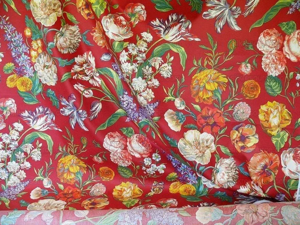 Bty Schumacher Print Cotton Dutch Garden Tulip Rose Poppy Lilac