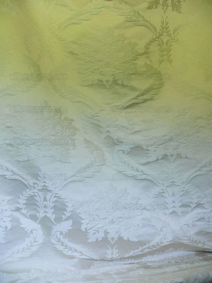 Old World Weavers Silk &amp; Linen Damask Pearly White Large Scale 6.875y