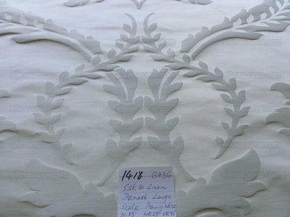Old World Weavers Silk &amp; Linen Damask Pearly White Large Scale 6.875y