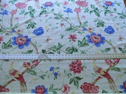 By Yard Scalamandre Flower &amp; Birds Linen Print Orienteaux  Chinoiserie