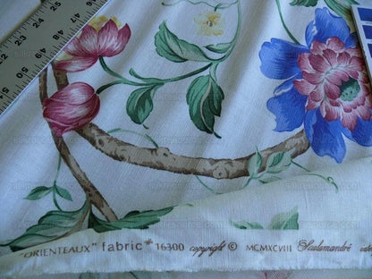 By Yard Scalamandre Flower &amp; Birds Linen Print Orienteaux  Chinoiserie