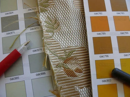 Scalamandre 100% Silk Lampas Lorraine Lace Flower Garland Red Green Gold on Cream White Heavy!