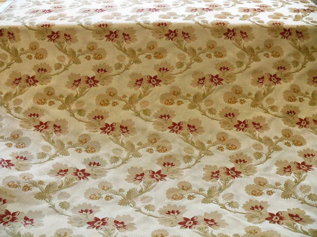 HIGHEST END 100% SILK LAMPAS LORRAINE LACE & FLOWER GARLAND CREA