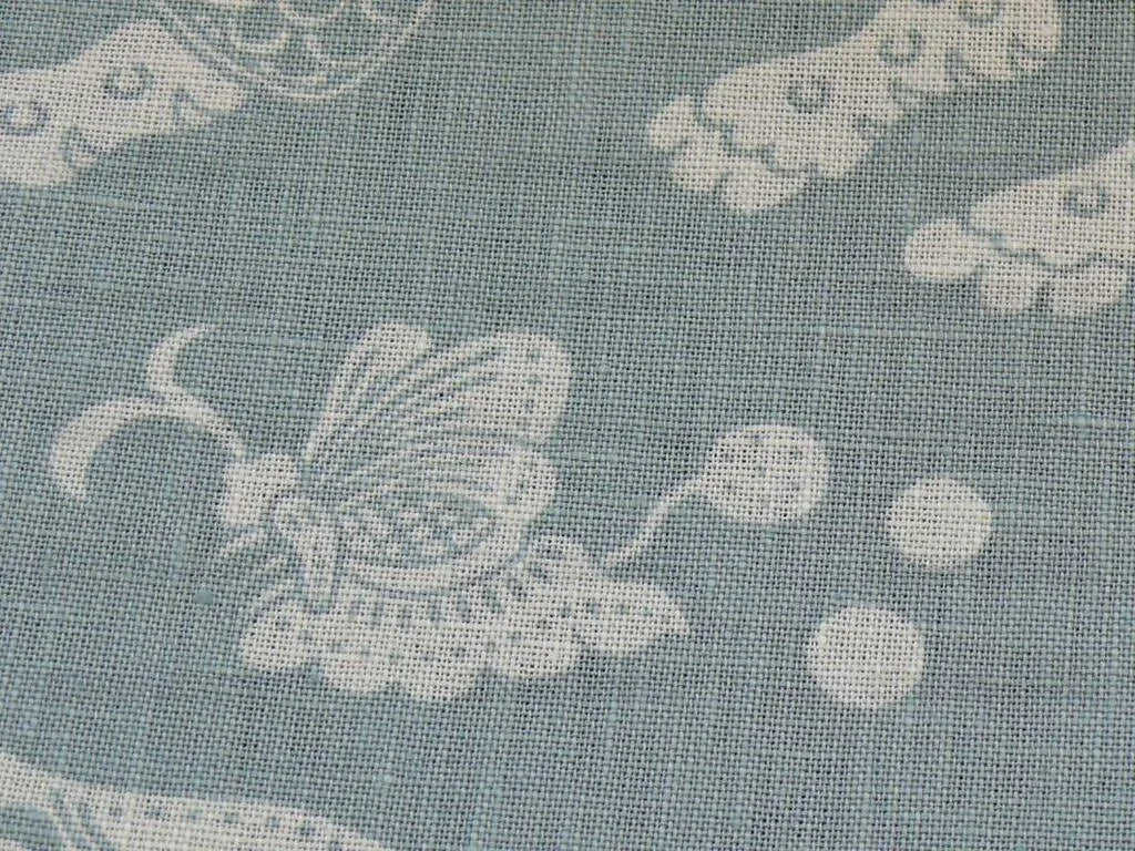 Clarence House Mythical Animals Bali Aqua Blue Robbin's Egg Linen Print Asian Tiger Peacock Fish