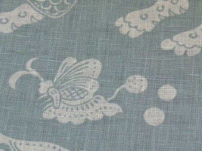 Clarence House Mythical Animals Bali Aqua Blue Robbin's Egg Linen Print Asian Tiger Peacock Fish