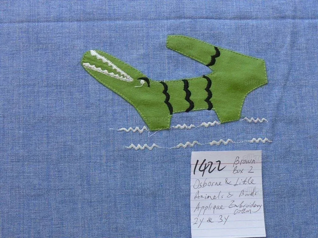 Osborne &amp; Little Safari Animals Birds Applique Embroidery 5y