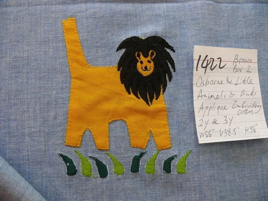 Osborne &amp; Little Safari Animals Birds Applique Embroidery 5y