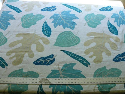 Clarence House Landis Linen Foliage Print Blue Green Grey Tan Chartreuse Elm Maple Oak MSRP USD 190/y