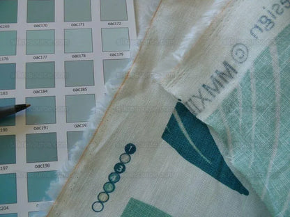 Clarence House Landis Linen Foliage Print Blue Green Grey Tan Chartreuse Elm Maple Oak MSRP USD 190/y