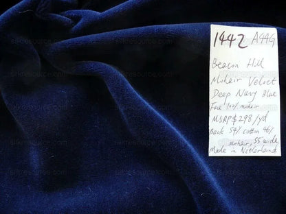 Beacon Hill Mohair Velvet Deep Navy Blue Bty MSRP USD 365 #1442