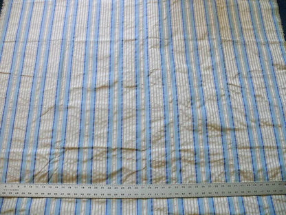 Scalamandre Manchester Stripe 100% Silk Blue White Rust 10.75yd