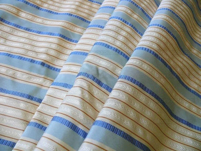 Scalamandre Manchester Stripe 100% Silk Blue White Rust 10.75yd