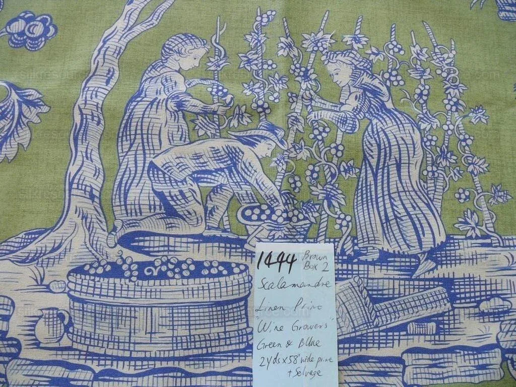 Scalamandre The Wine Grower Linen Print Green Blue 2y