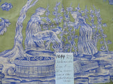 SCALAMANDRE THE WINE GROWER LINEN PRINT GREEN BLUE 2Y