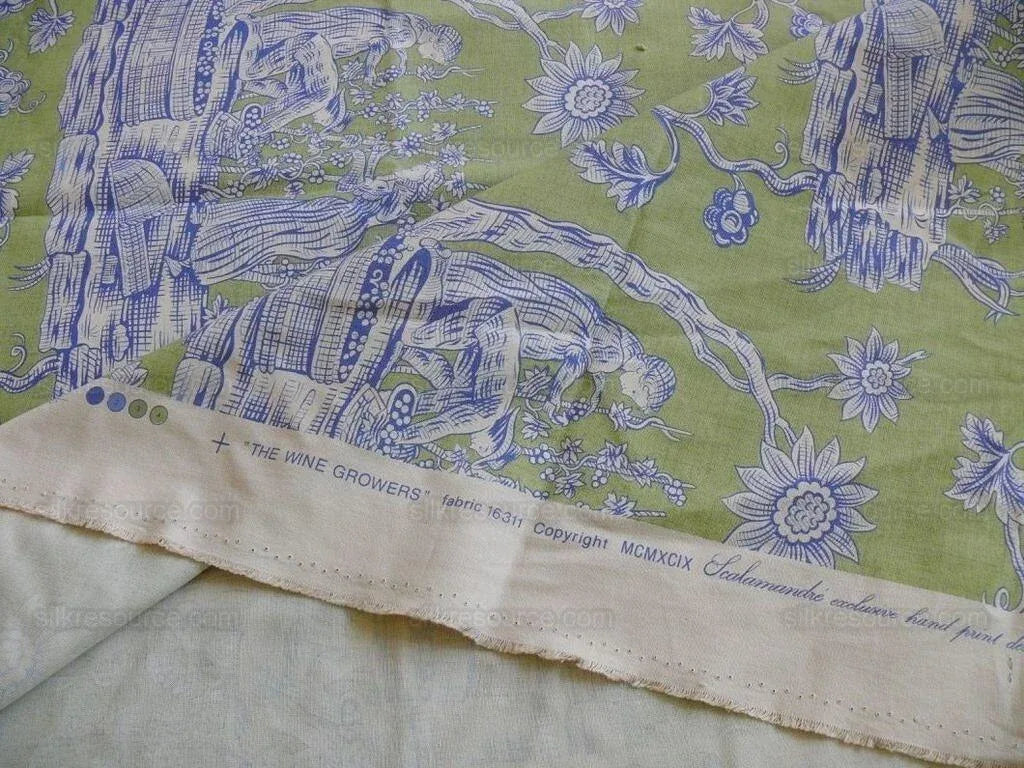 Scalamandre The Wine Grower Linen Print Green Blue 2y