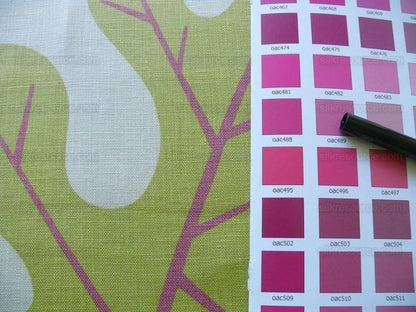 Clarence House Landis Linen Foliage Print Pink Green Tan Chartreuse Elm Maple Oak MSRP USD 190/y