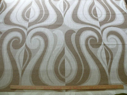 Clarence House Saarinen Melodic Jacquard Sable White Lite Brown Tulip Art Deco Mid Century