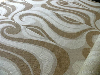 Clarence House Saarinen Melodic Jacquard Sable White Lite Brown Tulip Art Deco Mid Century