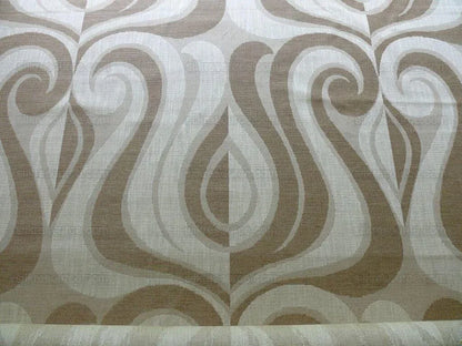 Clarence House Saarinen Melodic Jacquard Sable White Lite Brown Tulip Art Deco Mid Century